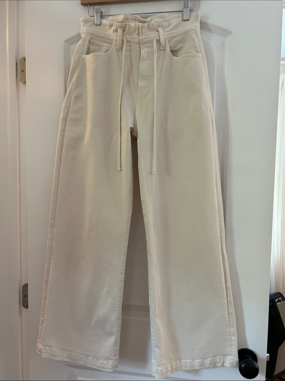 PAIGE Drawstring Wide Leg, High Rise Jeans